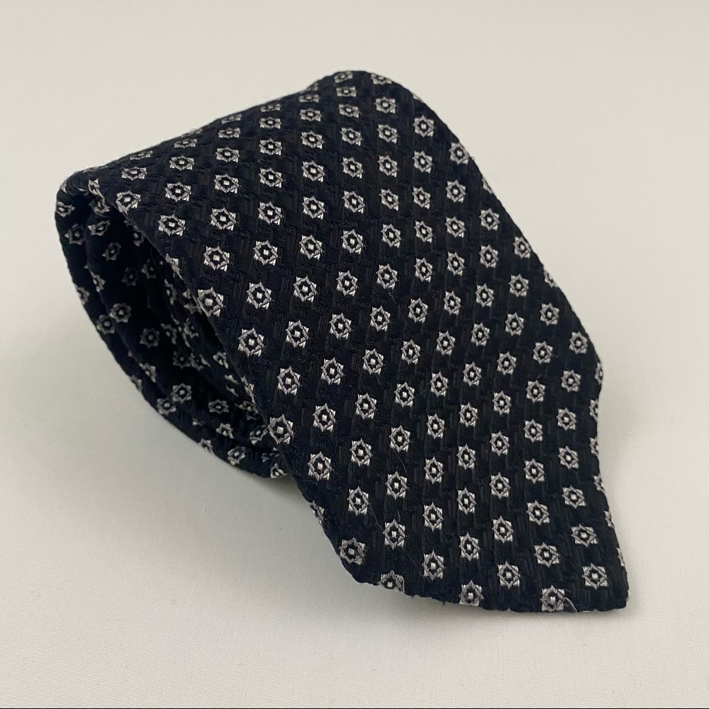 XMI Platinum Black & Silver Textured Soft Silk Tie